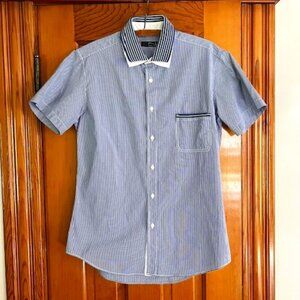 NANIBON Made In Italy Button-down Blue/WHT Shirt Men's Size Medium